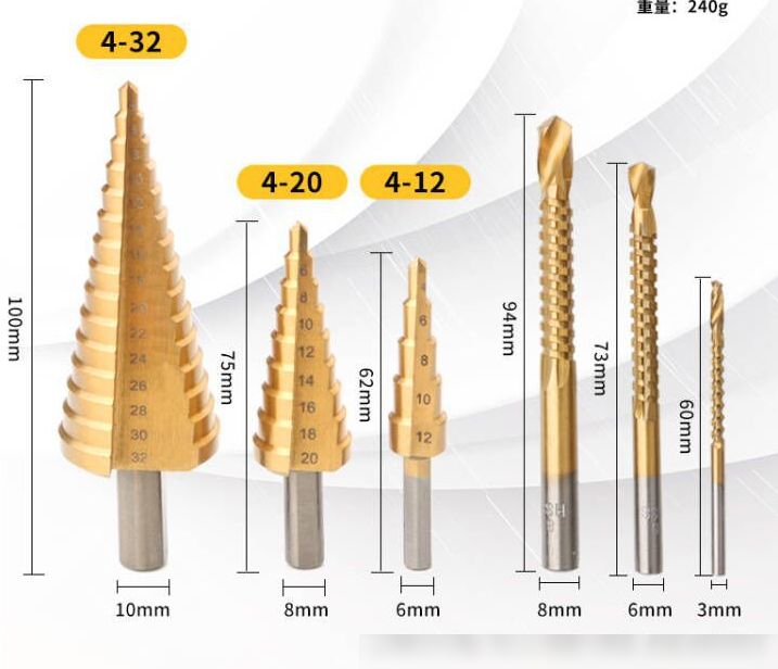 6Pcs Titanium Reaming Pagoda Saw Tooth Set /Drill Bits