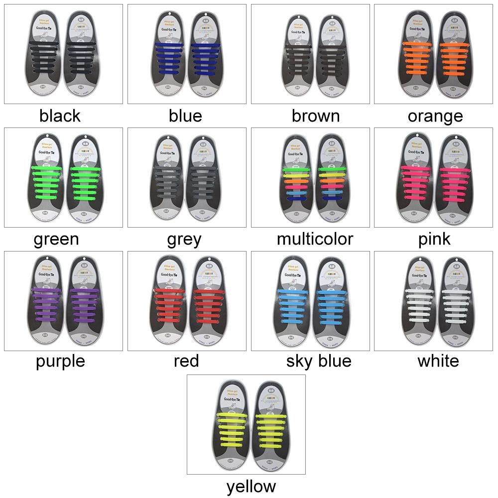 Waterproof Elastic Silicone Tieless Shoestring for Athletic Running Multicolor for Sneaker Boots Board Casual Shoes