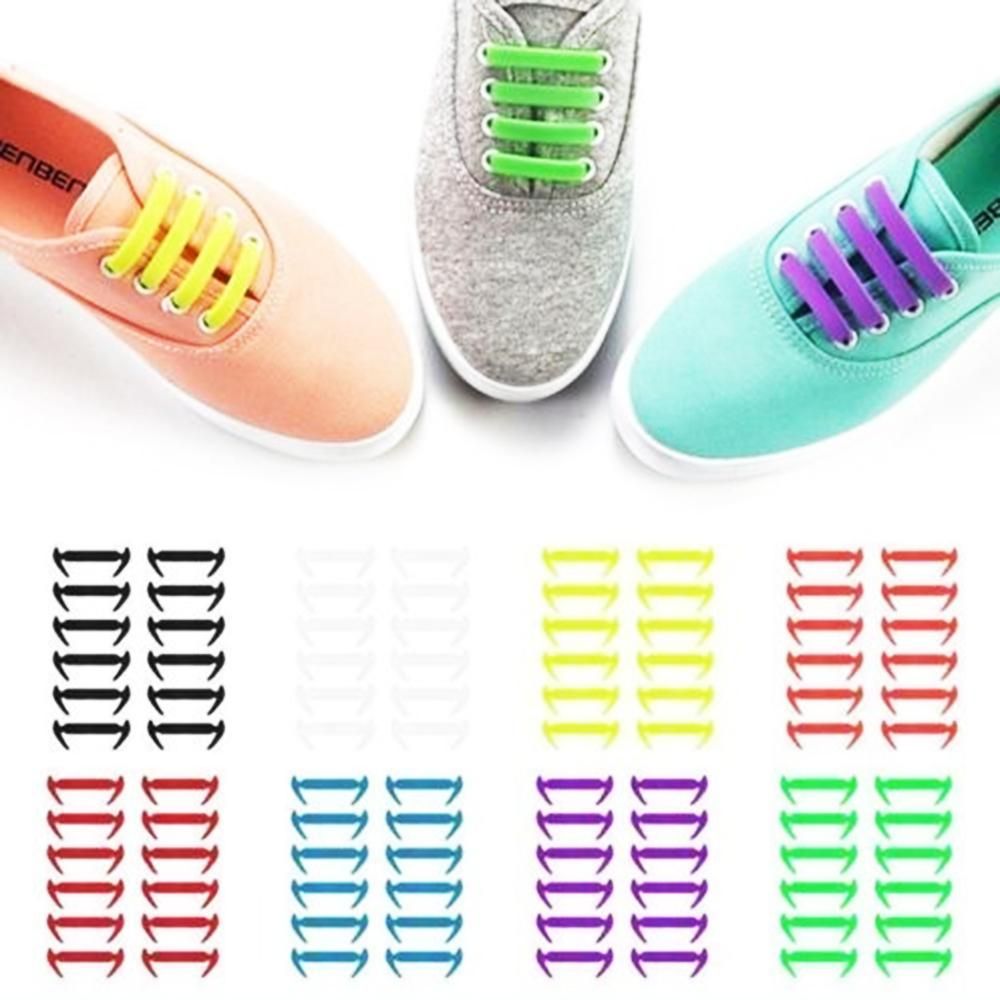Waterproof Elastic Silicone Tieless Shoestring for Athletic Running Multicolor for Sneaker Boots Board Casual Shoes
