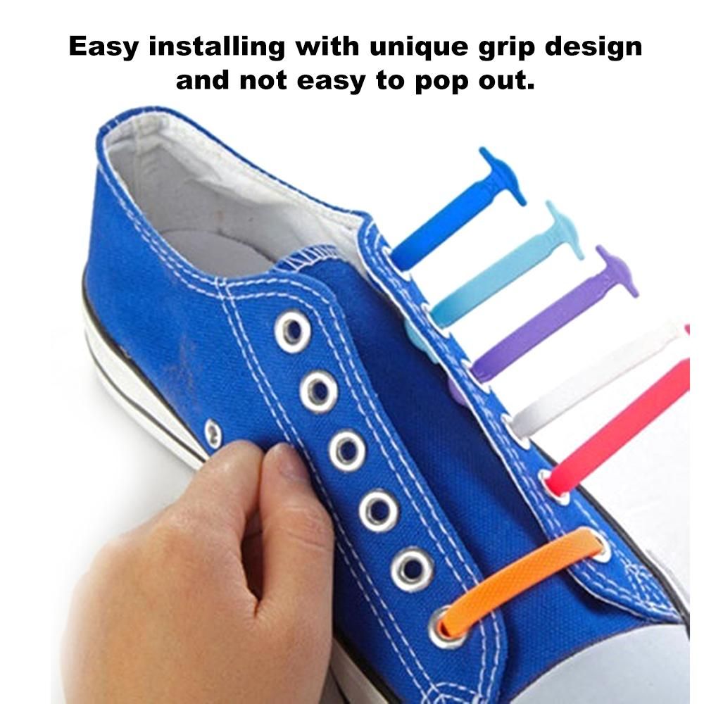 Waterproof Elastic Silicone Tieless Shoestring for Athletic Running Multicolor for Sneaker Boots Board Casual Shoes