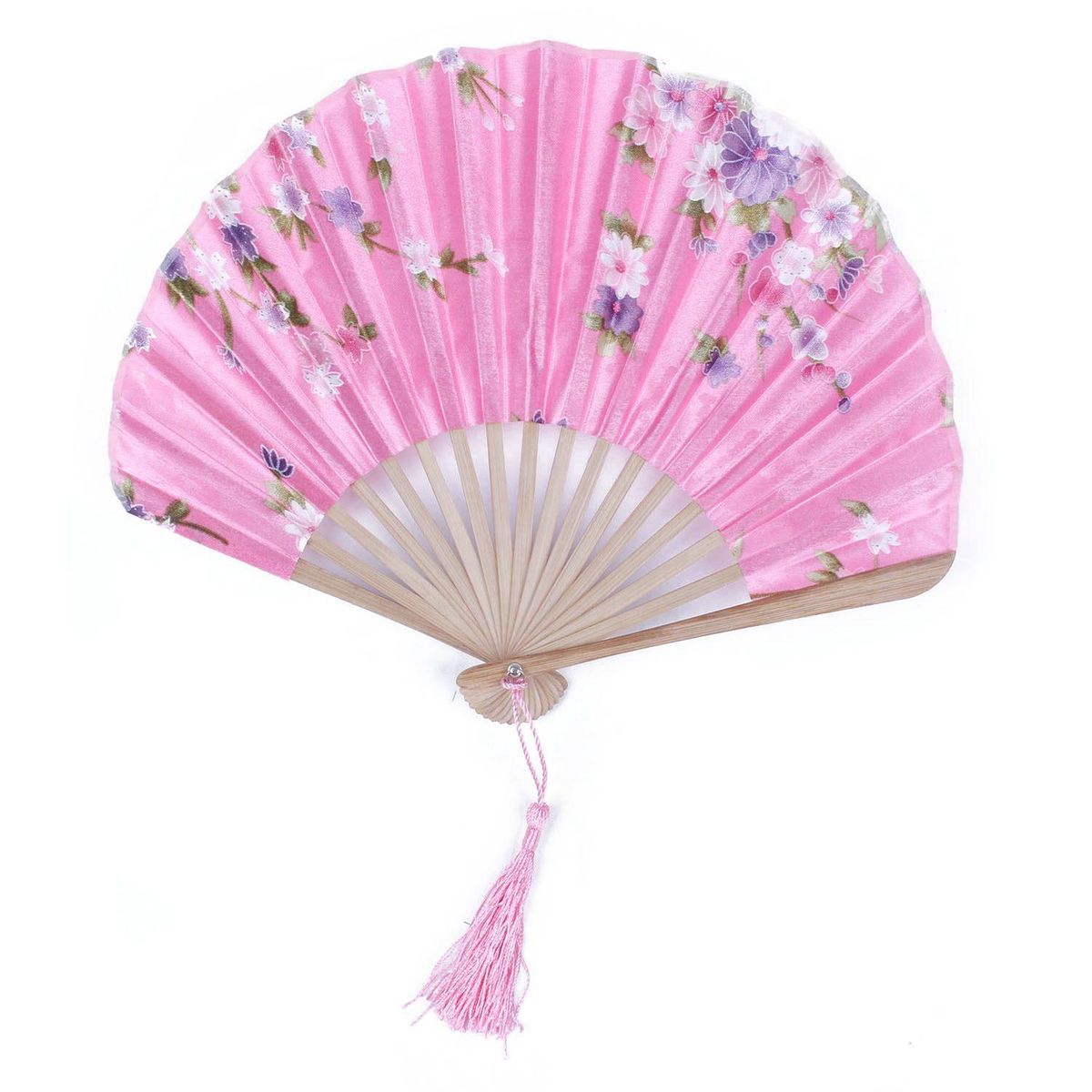 Lady Bamboo Ribs Foldable Tool Hand Fan Decoration Pink