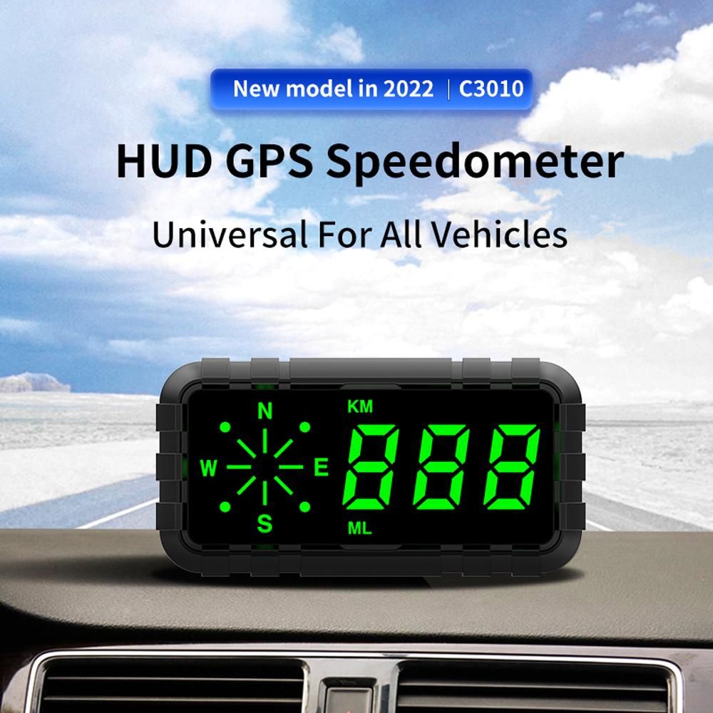 Car HUD Headup Display GPS Digital Speedometer Compass with 4.2 Inch LED Display Support Overspeed Alarm Fatigue Driving Reminder Light Sensing for Car Truck SUV Motorcycle