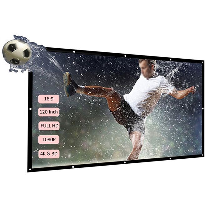 H120 120'' Portable Projector Screen HD 16:9 White Dacron