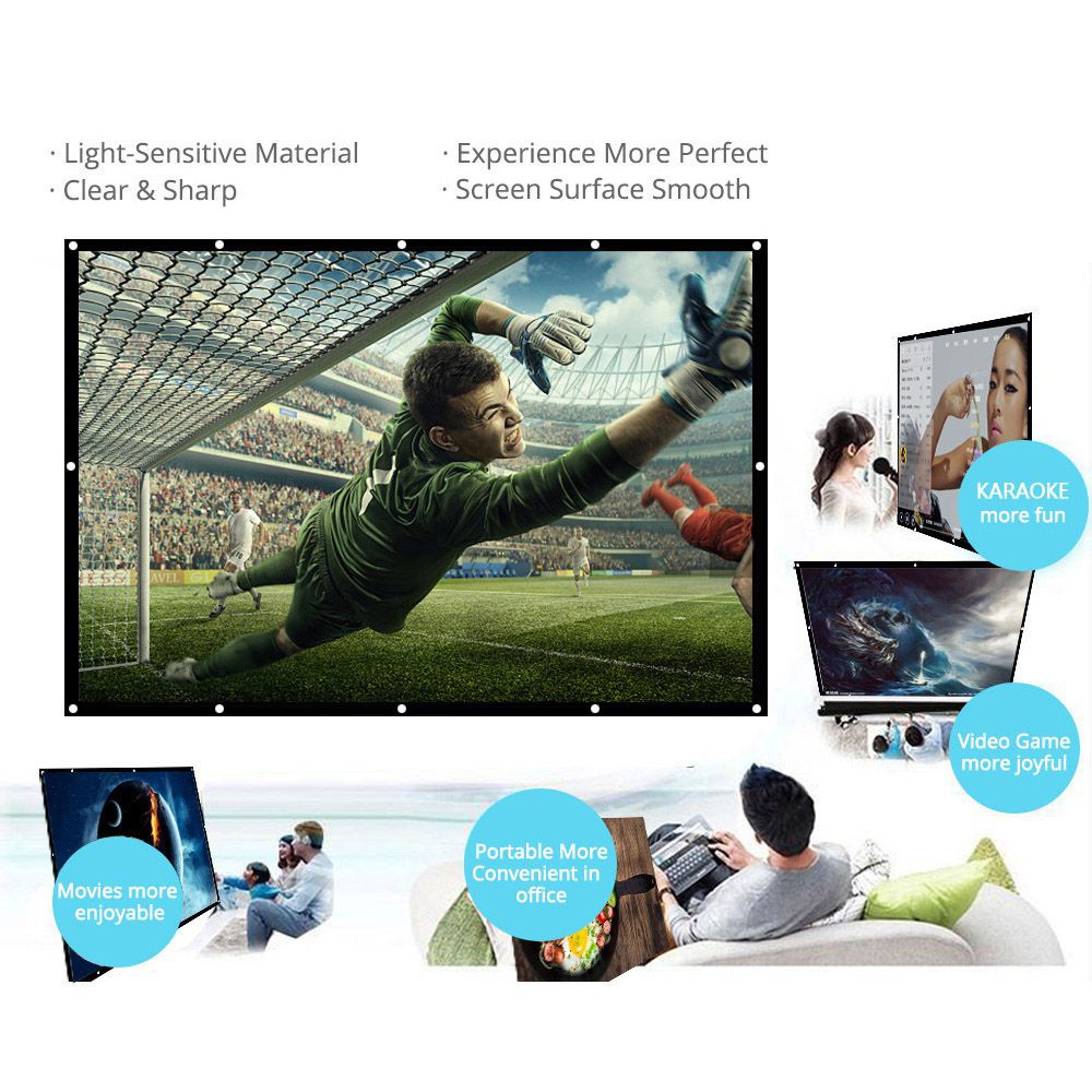 H150 150'' Portable Projector Screen HD 16:9 White Dacron