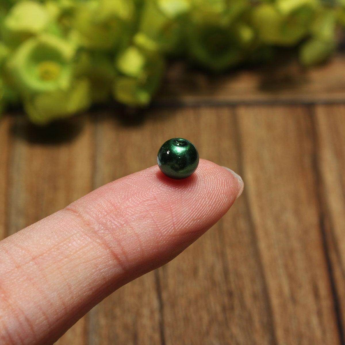 Wholesale Lots Glass Pearl Round Spacer Loose Beads 4mm/6mm/8mm Green 4mm 100pc