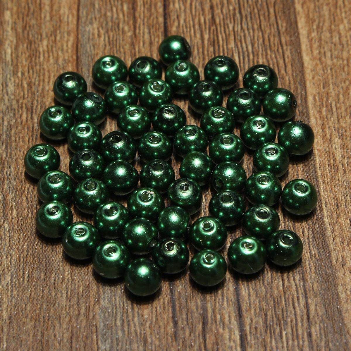 Wholesale Lots Glass Pearl Round Spacer Loose Beads 4mm/6mm/8mm Green 4mm 100pc