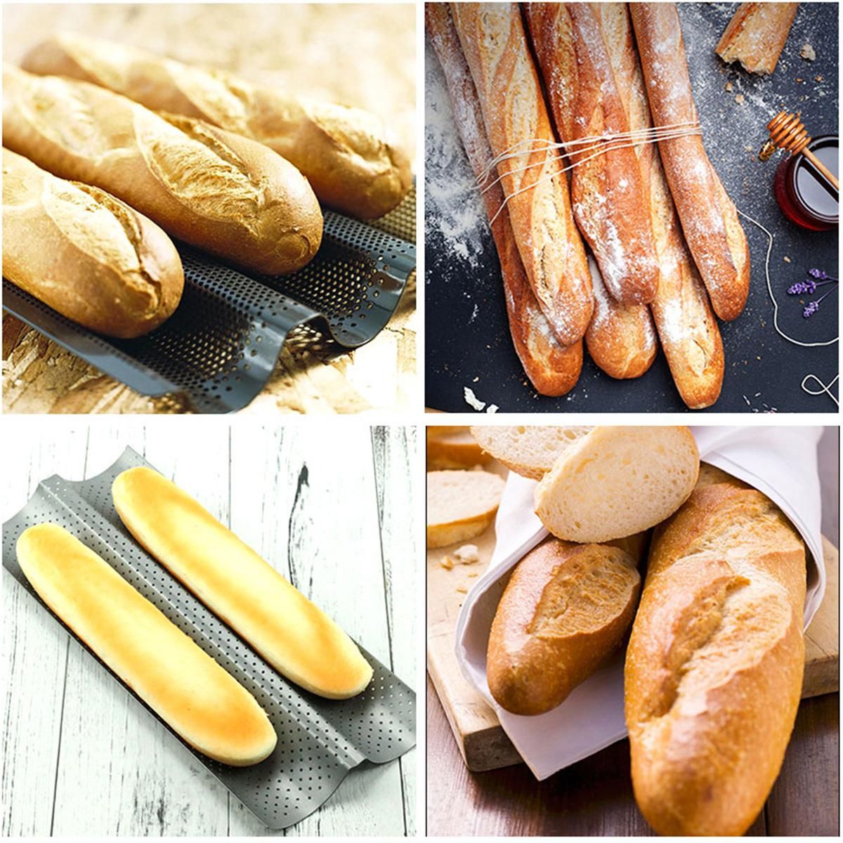 3 Slot Non Stick French Bread Baguette Pan Tin Alloy Tray Bakeware Mold Mould-3 Slot Non Stick French Bread Baguette Pan Tin Alloy Tray Bakeware Mold Mould