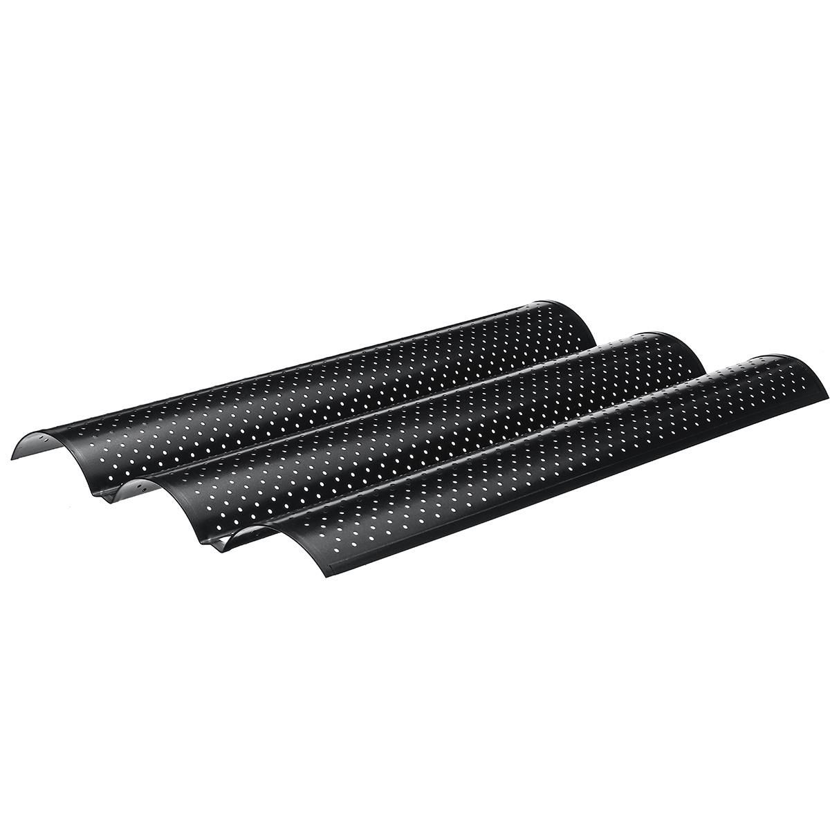 3 Slot Non Stick French Bread Baguette Pan Tin Alloy Tray Bakeware Mold Mould-3 Slot Non Stick French Bread Baguette Pan Tin Alloy Tray Bakeware Mold Mould