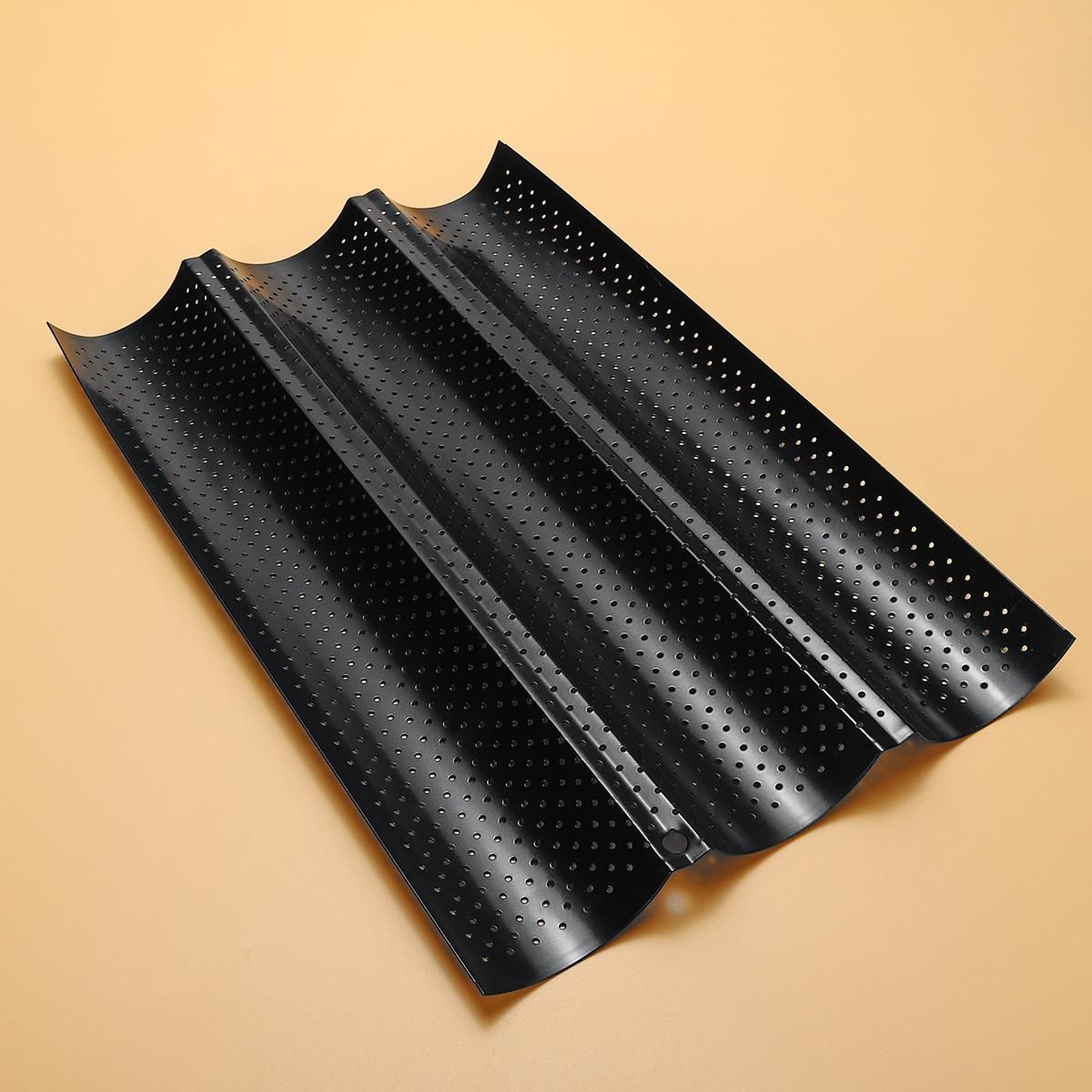 3 Slot Non Stick French Bread Baguette Pan Tin Alloy Tray Bakeware Mold Mould-3 Slot Non Stick French Bread Baguette Pan Tin Alloy Tray Bakeware Mold Mould