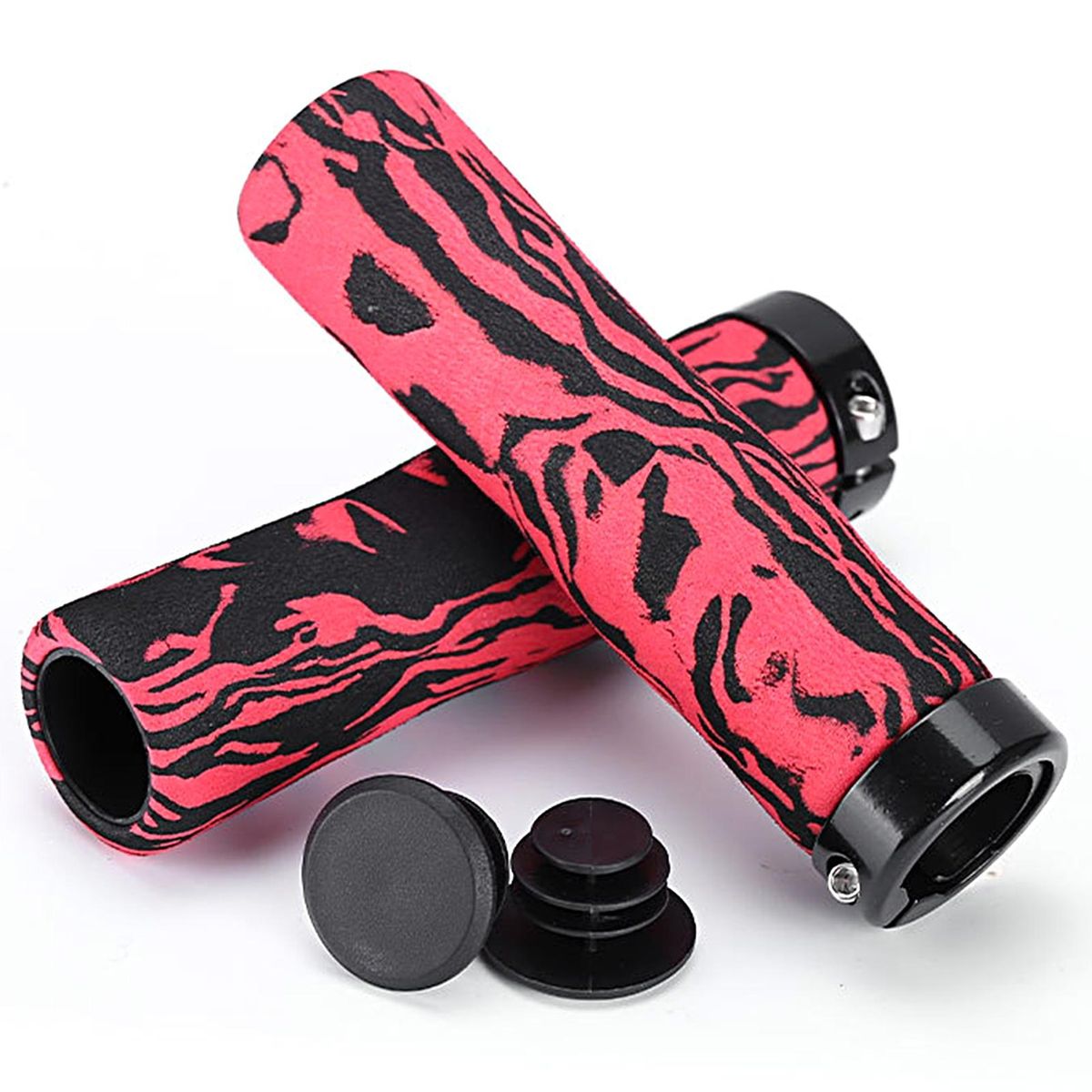 2Pcs Handlebar Covers High Strength Bike Handle Grips Red Black