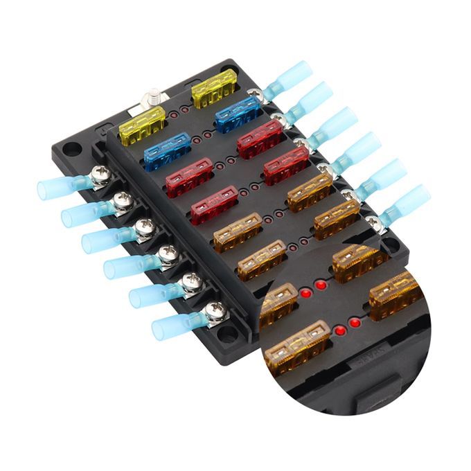 12 Way Fuse Box Fuse Block Holder，12 Circuit Screw Nut