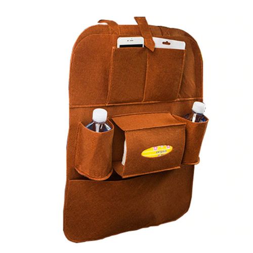 2Pc Car Storage Bag Back Seat Organizer -Brown