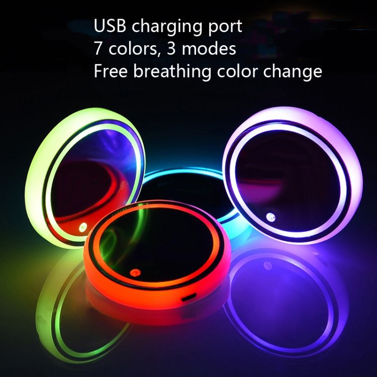 2 PCS Car LED Luminous Water Coaster