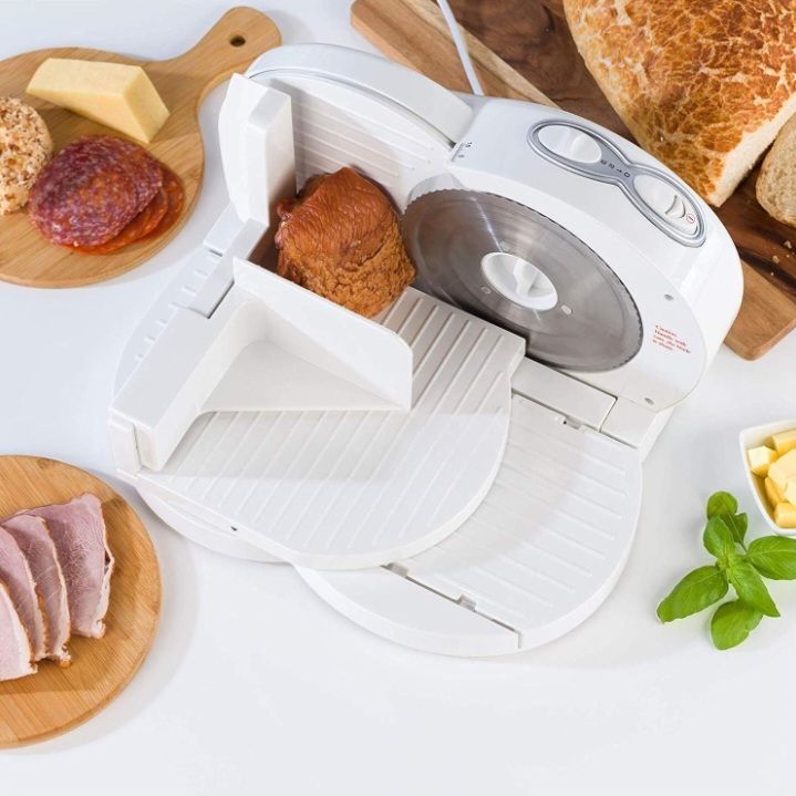 Compact Food Slicer With 17cm Serrated Blade