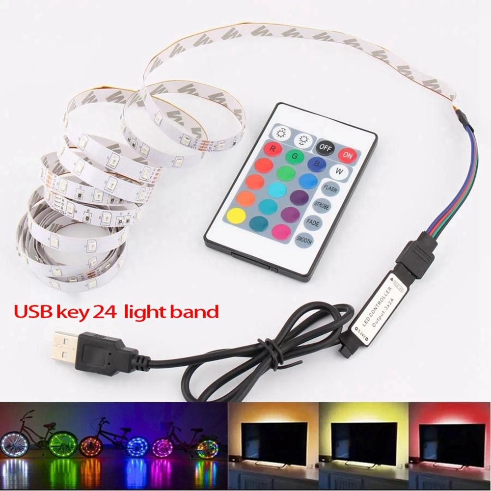 LED Light is Not Waterproof 2835 RGB 24 on Remote Control 5V Flexible Light with Bedroom Decoration Light 1Meter