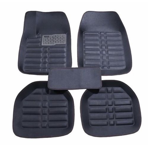 5 Pcs Universal Car Leather FootMat For All Saloon/5 Seater SUV Black