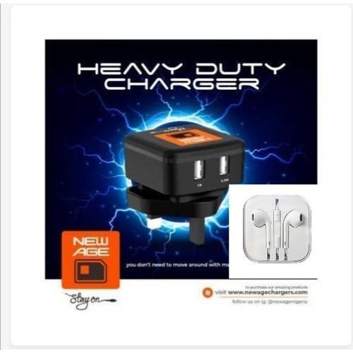 2-in-1 Fast Heavy Duty Chargers Plus Earpiece
