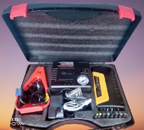 Multifunction Jump Starter Power Kit With Tyre Inflator Air Pump Fills Tires.Capacity: 99800mAh Jump Start Cars ,Pump Car & Truck Tyre & Charge Laptop & Power Any 12-volt Electronics Such : Led Bulb, Gotv, Led TV, Djack Home 