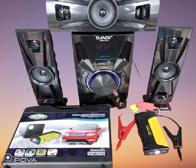 Multifunction Jump Starter Power Kit With Tyre Inflator Air Pump Fills Tires.Capacity: 99800mAh Jump Start Cars ,Pump Car & Truck Tyre & Charge Laptop & Power Any 12-volt Electronics Such : Led Bulb, Gotv, Led TV, Djack Home 