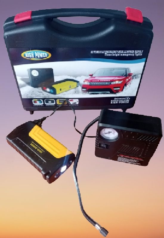 Multifunction Jump Starter Power Kit With Tyre Inflator Air Pump Fills Tires.Capacity: 99800mAh Jump Start Cars ,Pump Car & Truck Tyre & Charge Laptop & Power Any 12-volt Electronics Such : Led Bulb, Gotv, Led TV, Djack Home 