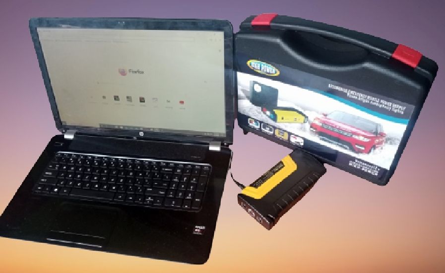 Multifunction Jump Starter Power Kit With Tyre Inflator Air Pump Fills Tires.Capacity: 99800mAh Jump Start Cars ,Pump Car & Truck Tyre & Charge Laptop & Power Any 12-volt Electronics Such : Led Bulb, Gotv, Led TV, Djack Home 