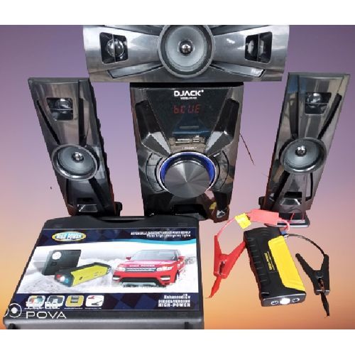 Multifunction Jump Starter Power Kit With Tyre Inflator Air Pump Fills Tires.Capacity: 99800mAh Jump Start Cars ,Pump Car & Truck Tyre & Charge Laptop & Power Any 12-volt Electronics Such : Led Bulb, Gotv, Led TV, Djack Home 