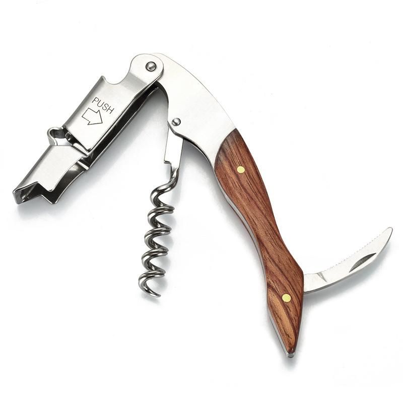 Cross-border special for wooden handle wine opener can opener multi-functional wine bottle opener four-in-one bottle opener
