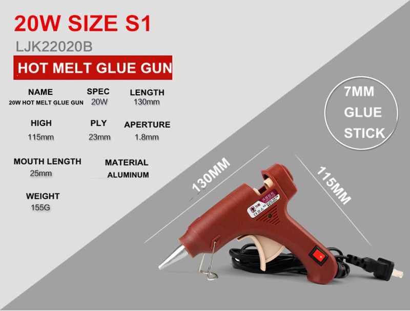 Gun 20W Hot Melt  Gun Professional Mini Hot  Gun 7mm  Professional Stainless Steel Nozzle