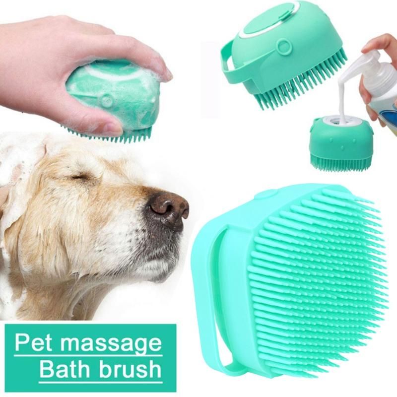 Pet Dog Shampoo Brush Pet Bath Massage Brush Grooming Scrubber Brush for Bathing Hair Removal Soft Silicone Rubber Brush