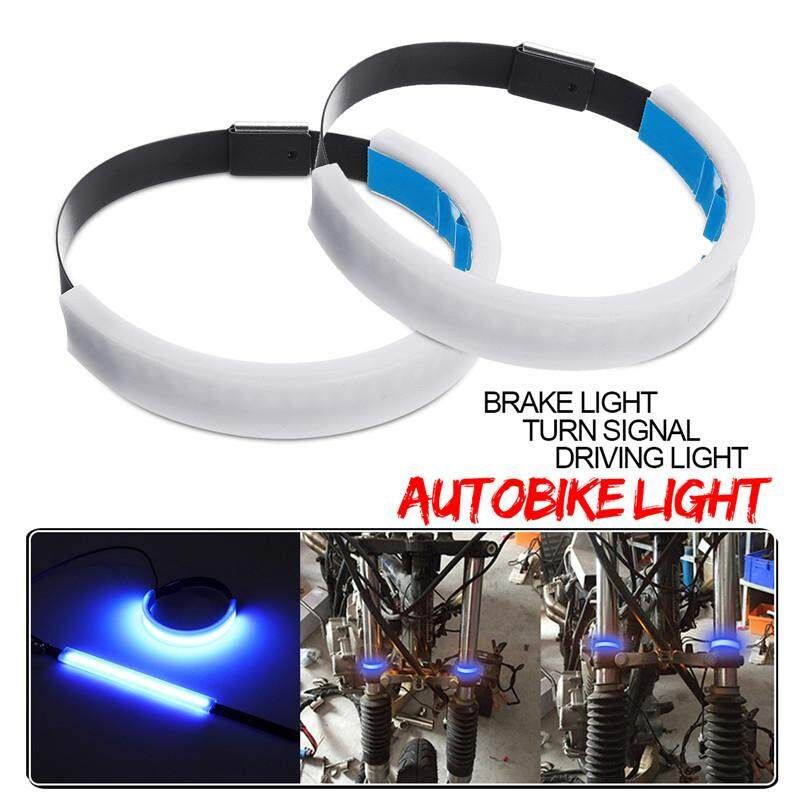 2PCS Motorcycle LED Fork Light Strip Turn Signal Daytime Running DRL Blue Blue