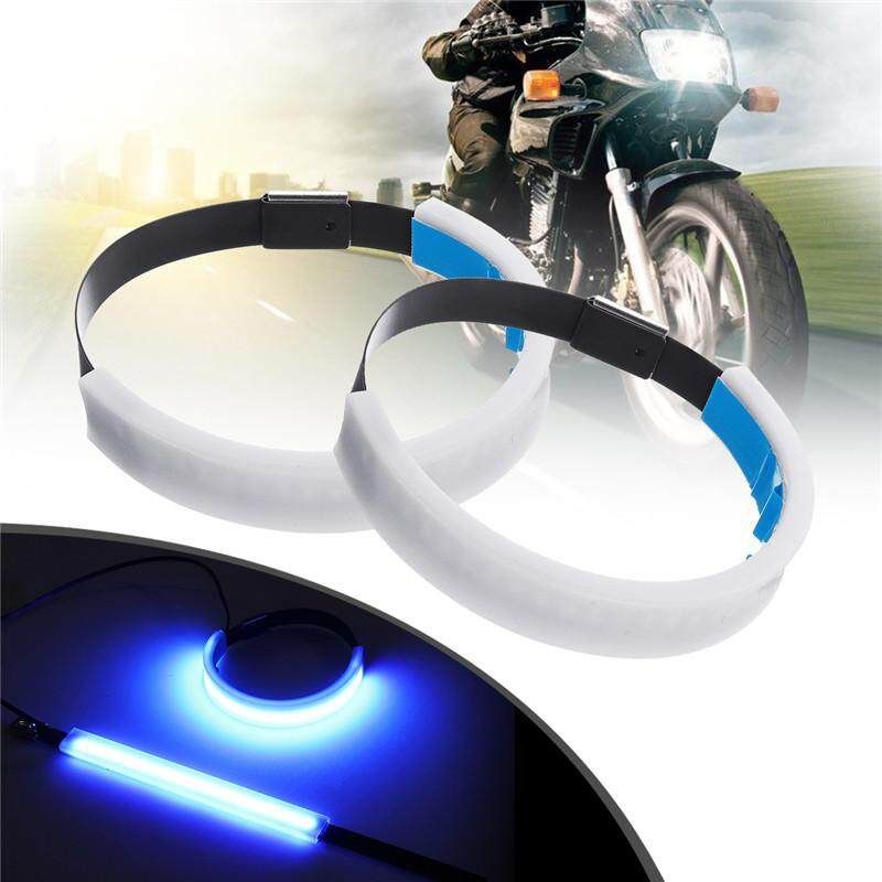 2PCS Motorcycle LED Fork Light Strip Turn Signal Daytime Running DRL Blue Blue