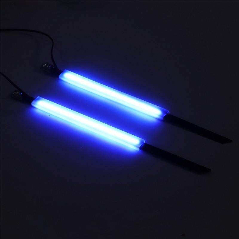 2PCS Motorcycle LED Fork Light Strip Turn Signal Daytime Running DRL Blue Blue