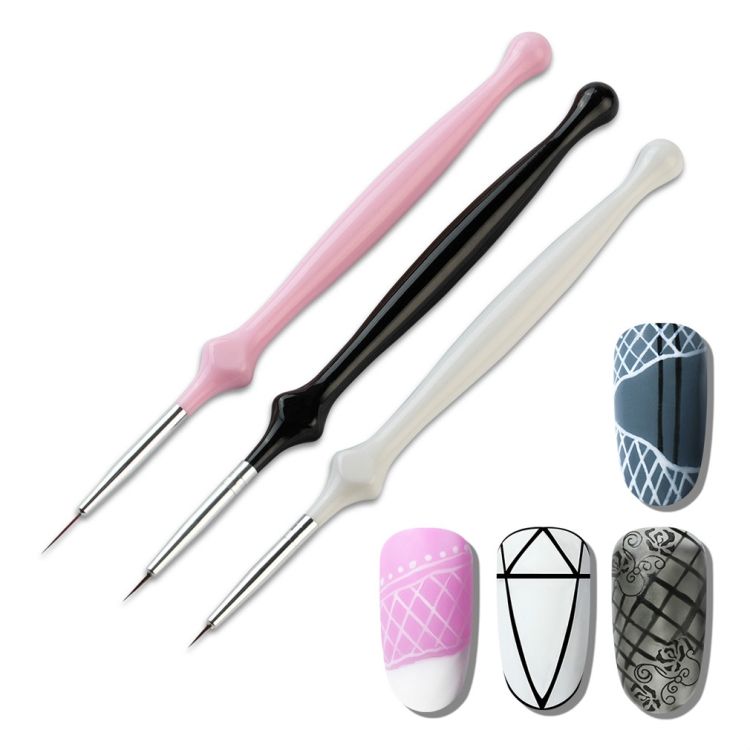 3 PCS Nail Art Brushes Drawing Line Polish Acrylic Pen