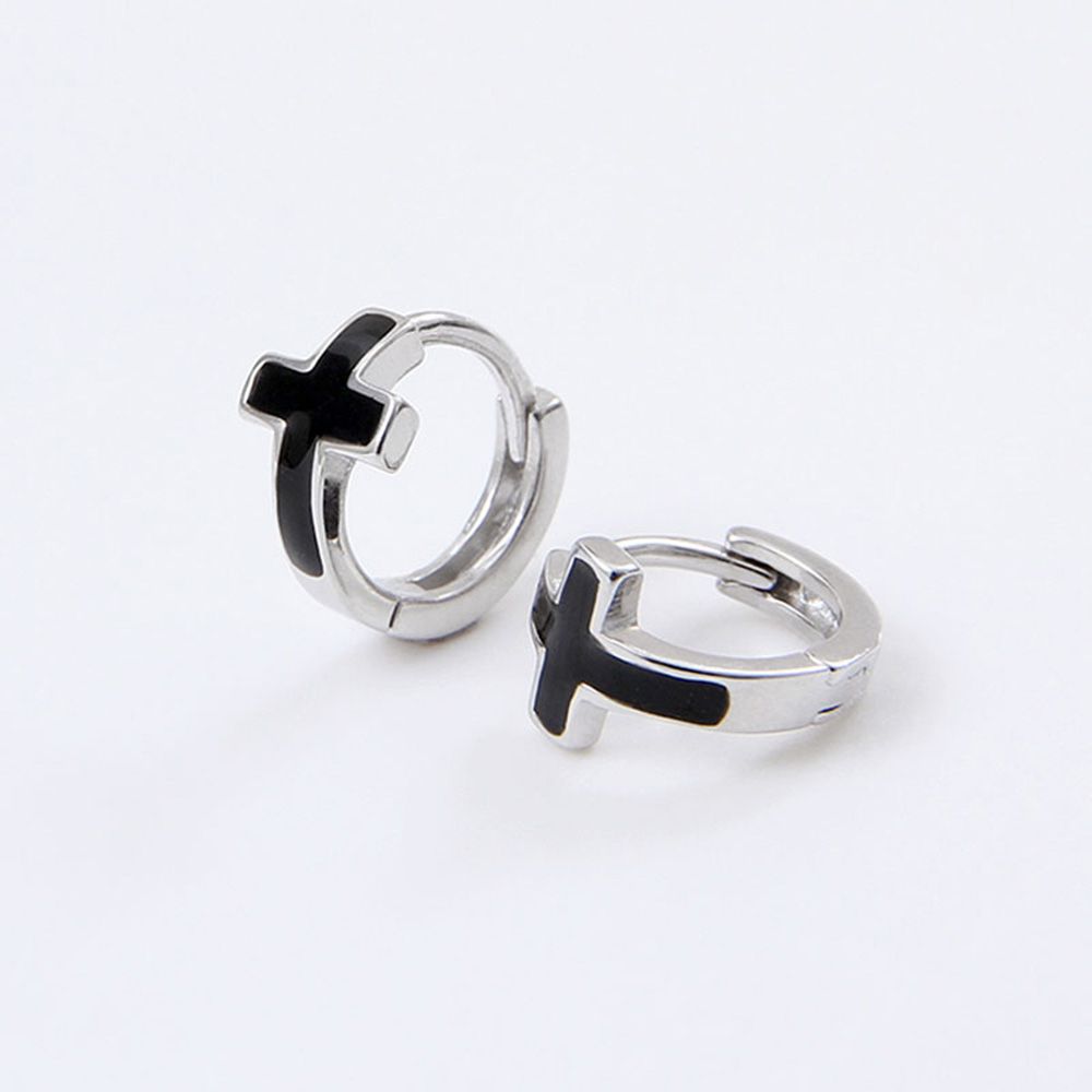 Ear Buckle Black Cross Epoxy Earrings Couple Gift Jewelry