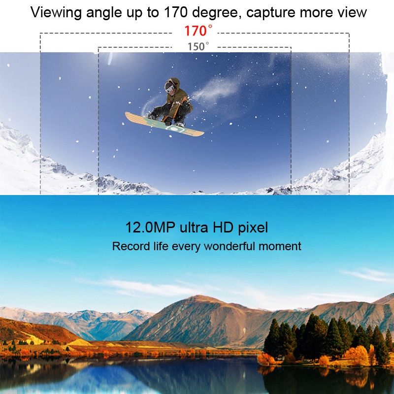 HAMTOD HF40 Sport Camera With 30m Waterproof Case, Generalplus 6624, 2.0 Inch LCD Screen(Gold)