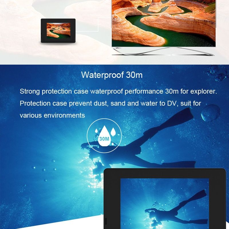 HAMTOD HF40 Sport Camera With 30m Waterproof Case, Generalplus 6624, 2.0 Inch LCD Screen(Gold)
