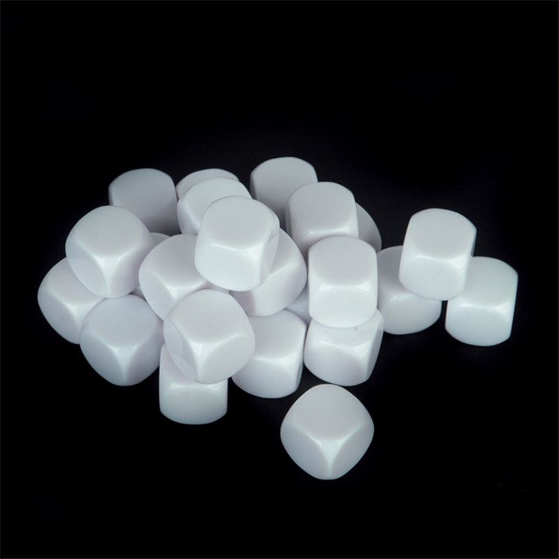100pcs 10mm 12mm 14mm 16mm 18mm 20mm White Blank D6 Acrylic