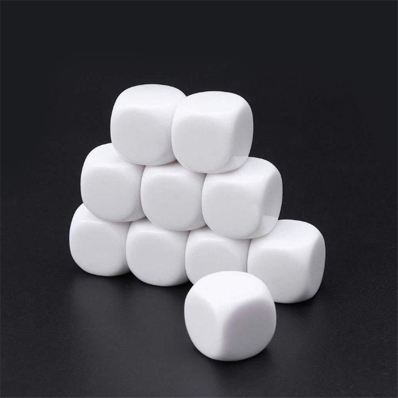 100pcs 10mm 12mm 14mm 16mm 18mm 20mm White Blank D6 Acrylic
