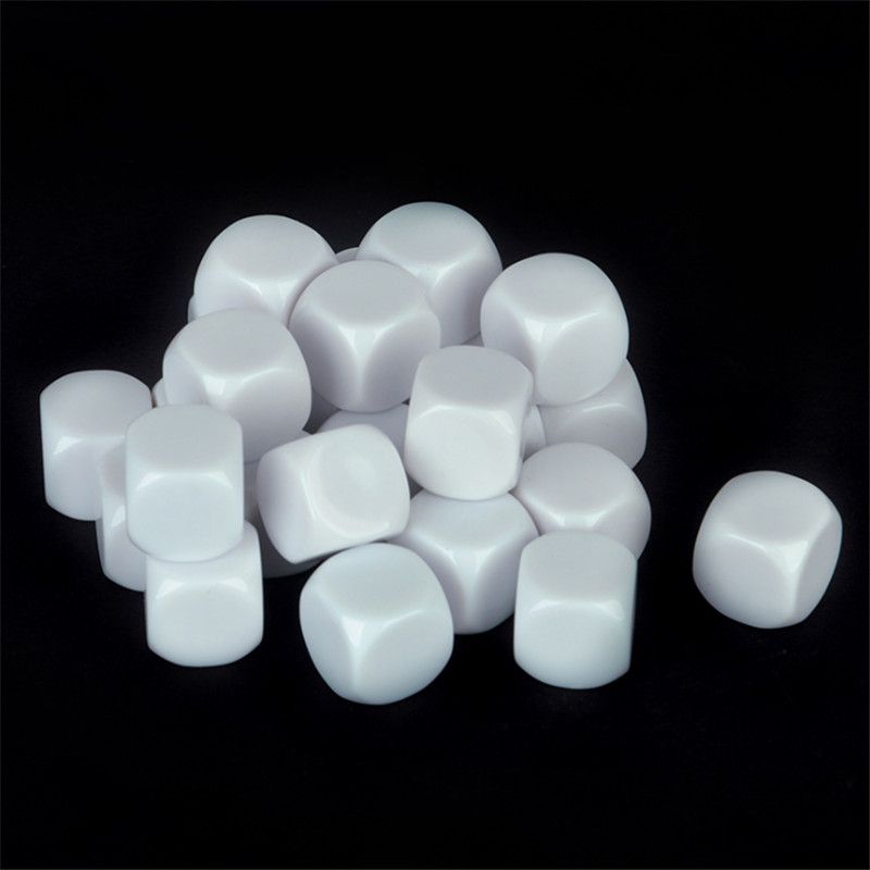 100pcs 10mm 12mm 14mm 16mm 18mm 20mm White Blank D6 Acrylic