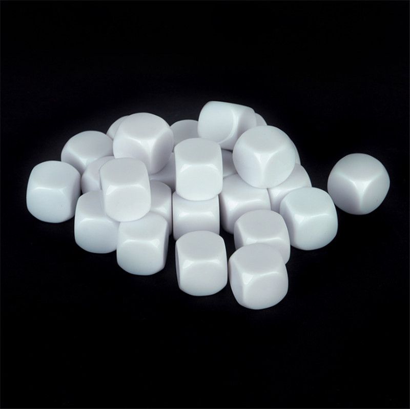 100pcs 10mm 12mm 14mm 16mm 18mm 20mm White Blank D6 Acrylic