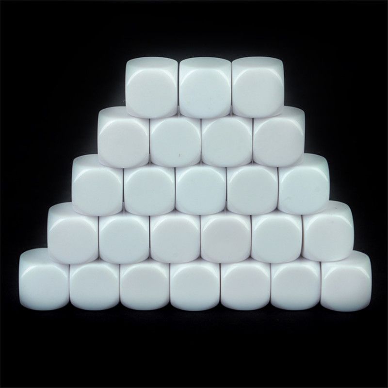 100pcs 10mm 12mm 14mm 16mm 18mm 20mm White Blank D6 Acrylic