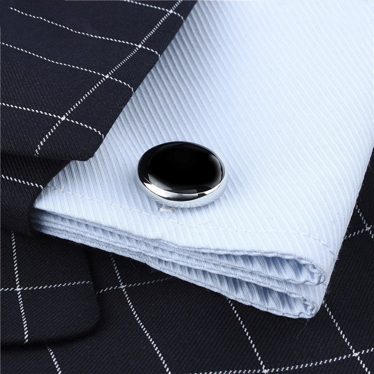 Premium Mens Cufflinks Studs Set Elegant Business for Wedding Silver