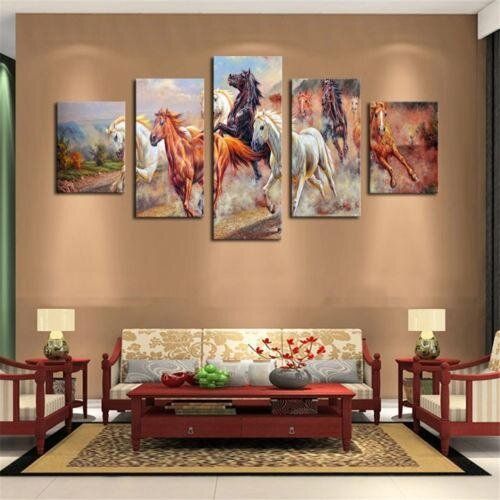 5Pcs Horses Wall Canvas Living Room Art Print Picture Decor Unframed