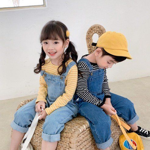 Crystal House Boys Girls Kids Denim Suspender Long Pants
