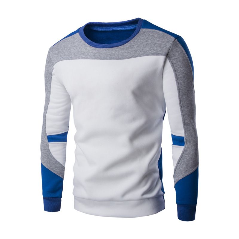 Men's Trendy Multi Long Sleeve Shitrs Sweatshirts T-Shirt  - White&blue