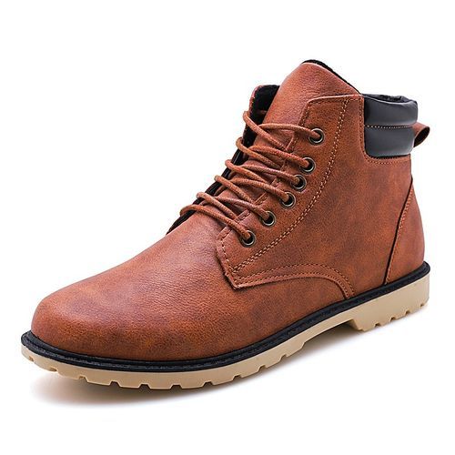 Men Warm Snow Boot Winter Hiking Boots(Brown)