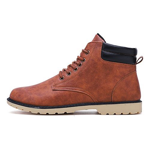 Men Warm Snow Boot Winter Hiking Boots(Brown)