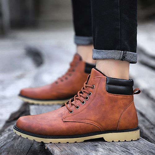 Men Warm Snow Boot Winter Hiking Boots(Brown)