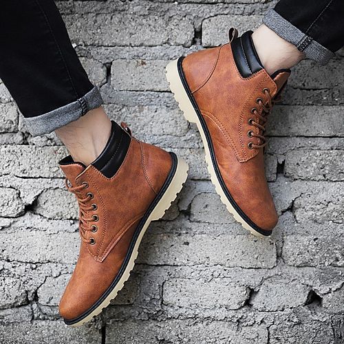 Men Warm Snow Boot Winter Hiking Boots(Brown)