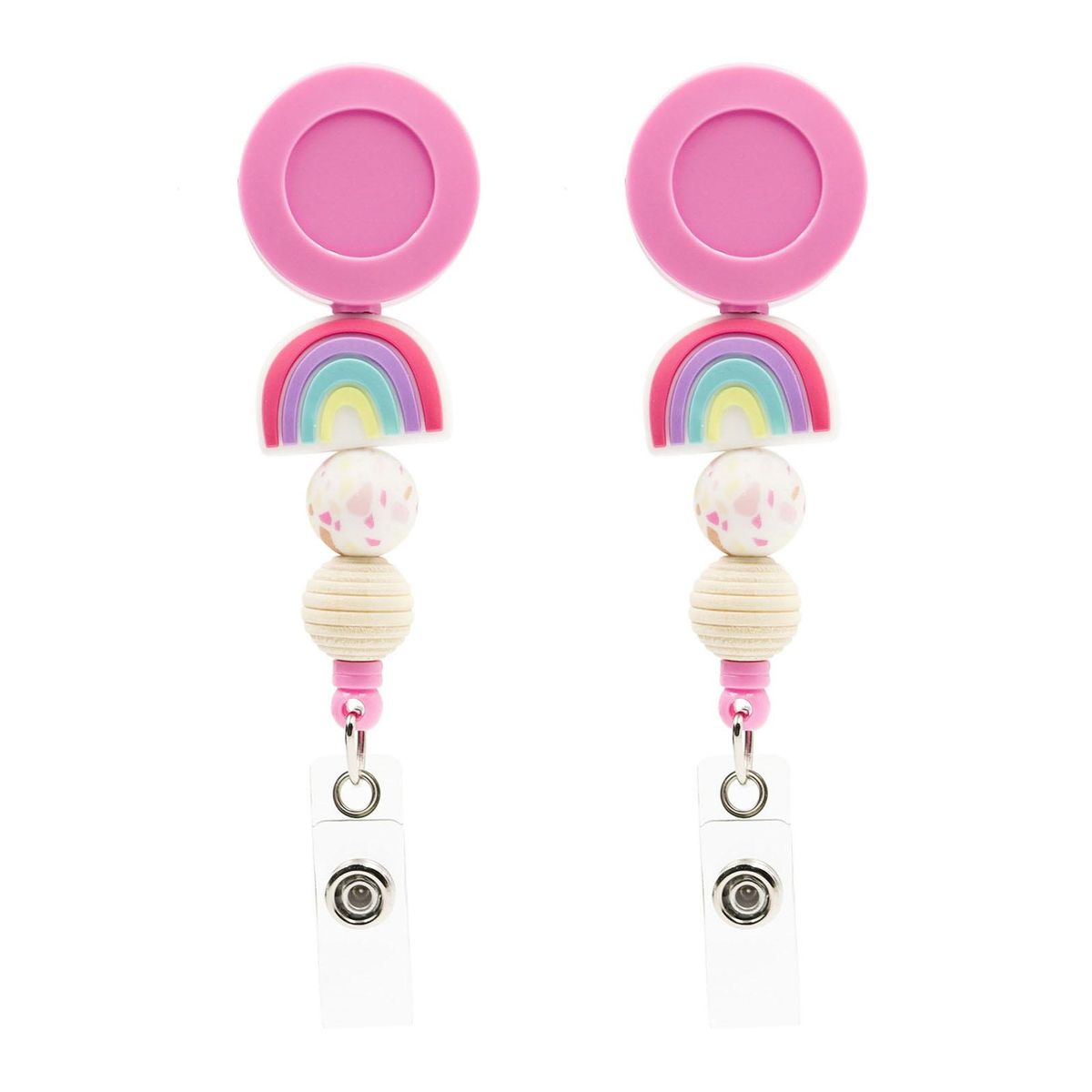 Colorful Bead Keychain Pendants Unisex Schoolbag Decor Lightweight Pink